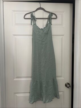 Reformation Seafoam Green Tie-Shoulder Maxi Dress